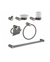 KIT DE ACCESORIOS 6 PIEZAS GRIS CONCRETO+ ORO ROSA TEXTURIZADO