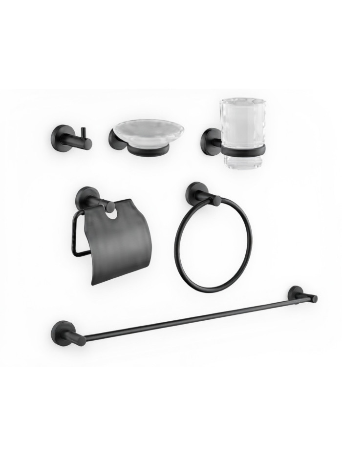 KIT DE ACCESORIOS 6 PIEZAS SINGOLO NEGRO MATE