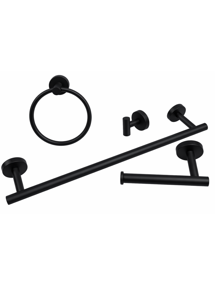 ACCESORIO PARA BANO NEGRO REDONDO 304 X 4 PCS JR-9006N